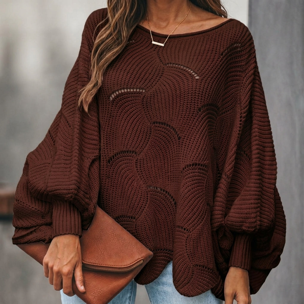 Pull Oversize en Maille Ajourée – Manches Longues