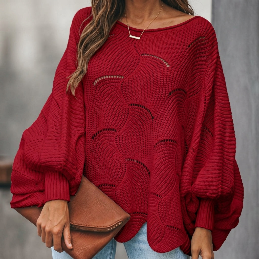 Pull Oversize en Maille Ajourée – Manches Longues