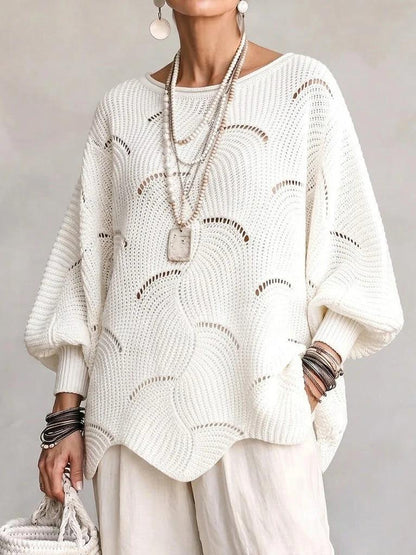 Pull Oversize en Maille Ajourée – Manches Longues